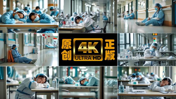 辛苦劳累的医护人员在休息