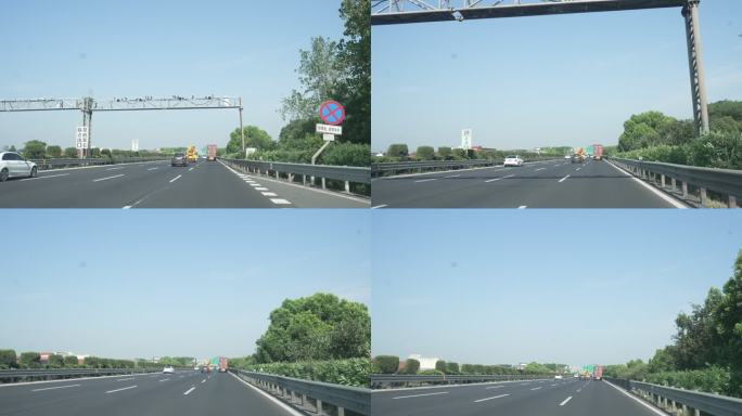 警车高速公路应急车道快速行驶赶往现场