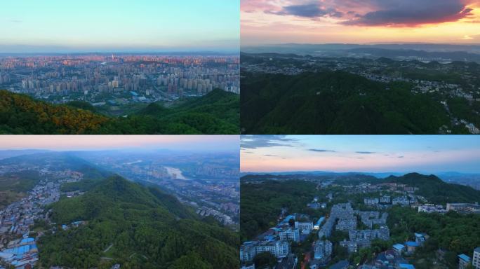 重庆歌乐山日出日落歌乐山脉山路高山森林