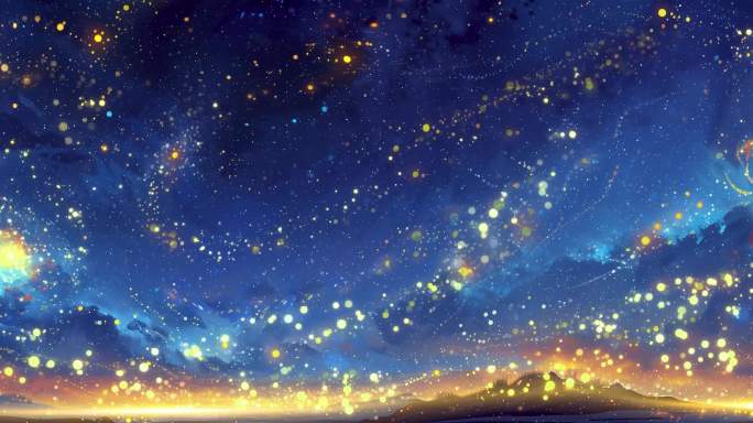 【6K】梦幻天空 漫画梵高油画星空粒子2