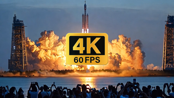 4K60中国航天空间站载人火箭点火发射