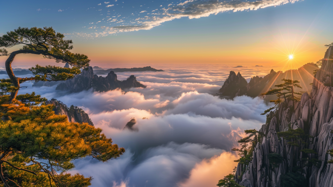 航拍泰山 泰山日出 泰山云海
