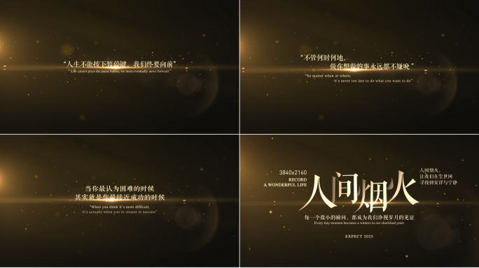 唯美光影金色文字标题片头
