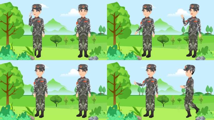 卡通军人 MG军人 卡通迷彩服人物