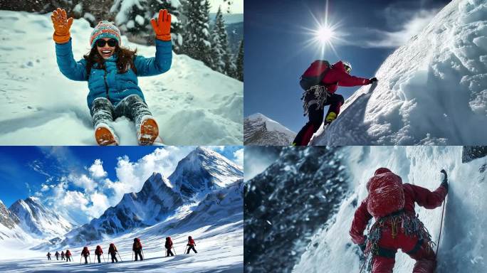 砥砺前行 勇者攀登雪山 极限运动户外活动