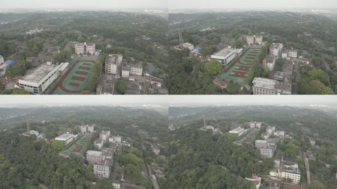 航拍俯瞰学校环境