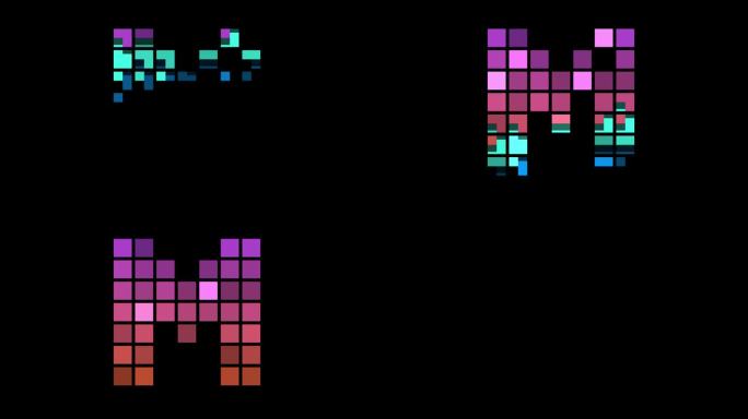 复古风格的像素字母M，字母M, alpha通道