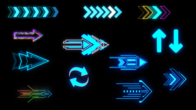 12种赛博朋克箭头指示标志方向