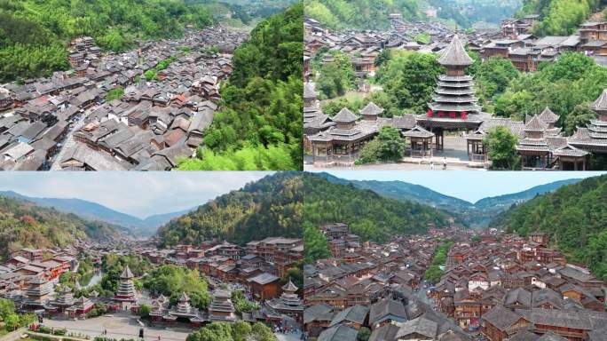 肇兴侗寨航拍空镜