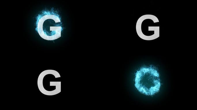 蓝色字母G火，alpha频道，火字母表