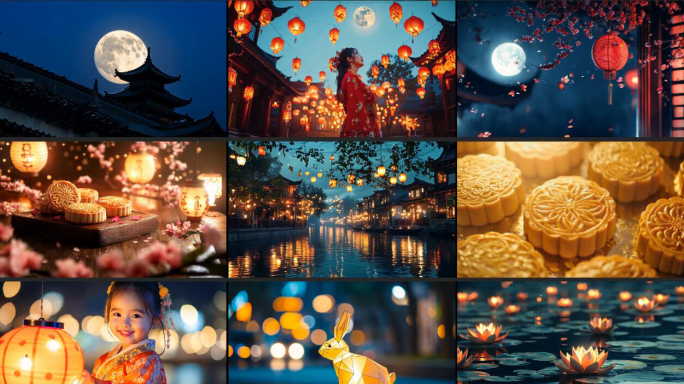 【33组合集】中秋圆月月饼 唯美场景