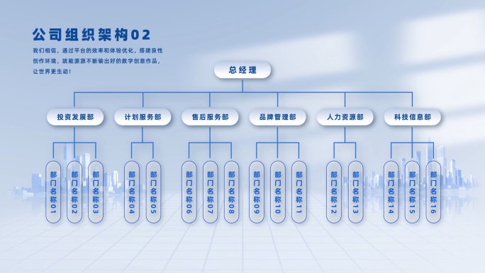 （6款）蓝色简洁企业分支组织架构展示