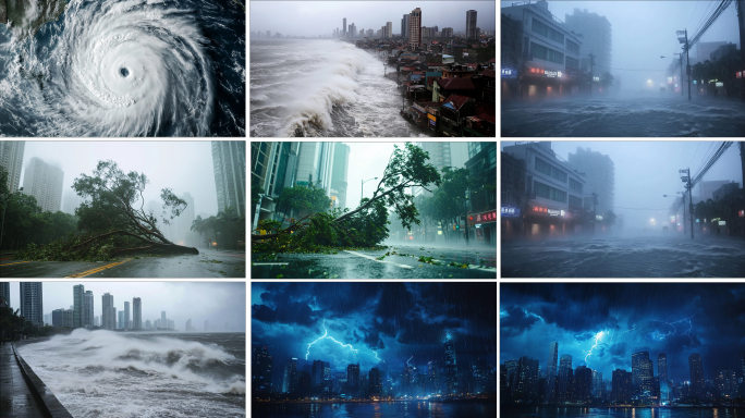 台风登陆城市 狂风暴雨