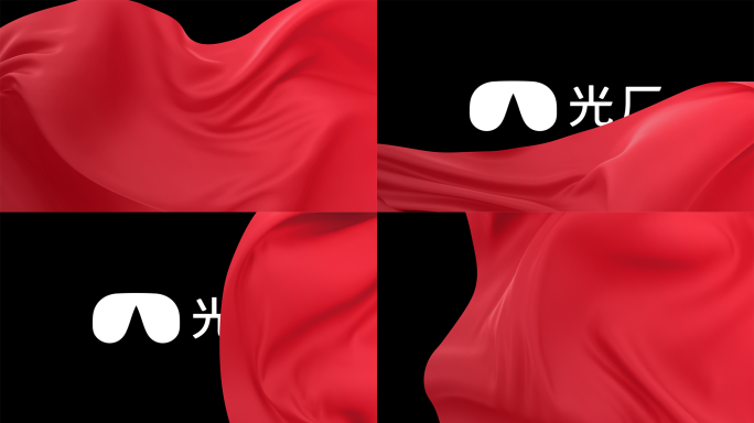 4k红布绸缎掀开划屏过场动画