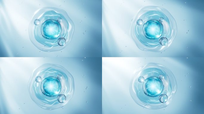 蓝色透明的细胞结构护肤主题视频