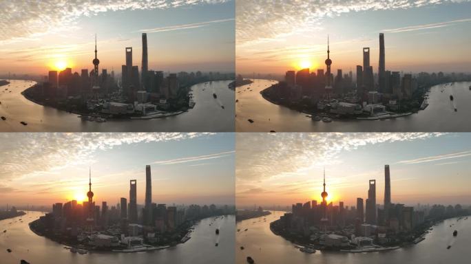 上海日出大景航拍
