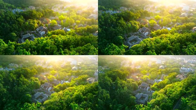 4k晨光中的长沙岳麓书院航拍