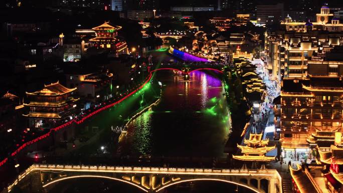 龙岩长汀夜景汀洲古城