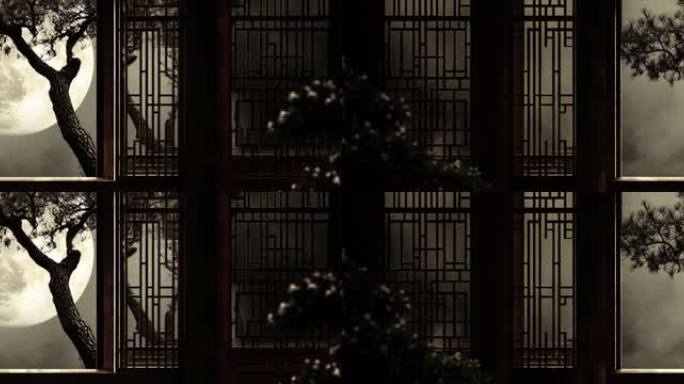 【7k】意境中国风圆月窗户 窗棂