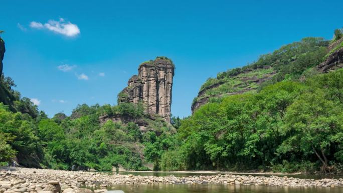 福建南平武夷山玉女峰溪流风光 延时