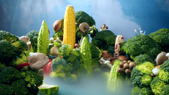 各种蔬菜美食肉蘑菇玉米辣椒微距食材