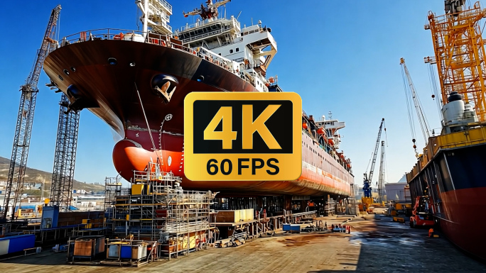 4K60造船厂生产基地素材