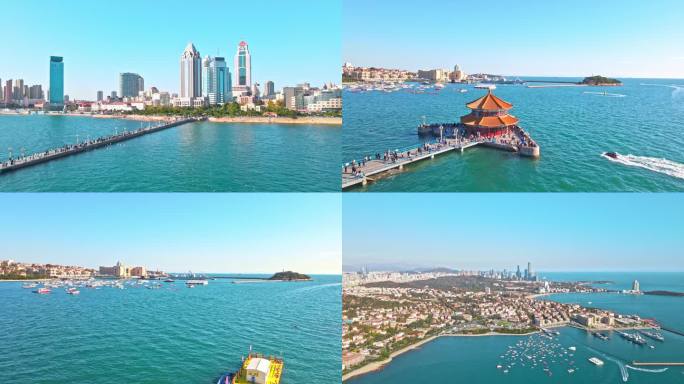 青岛老城区栈桥航拍