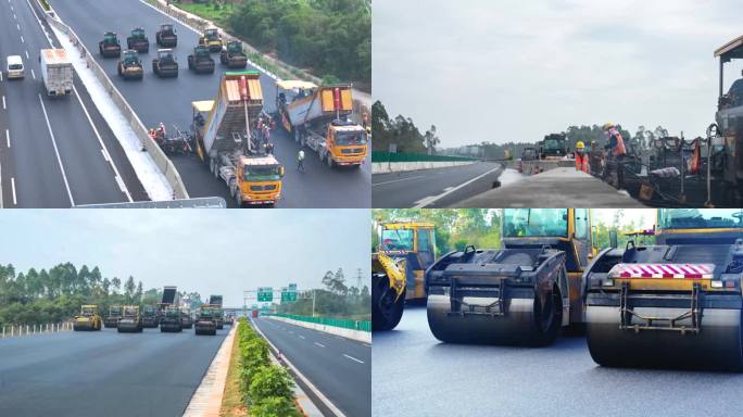 高速公路道路施工沥青摊铺