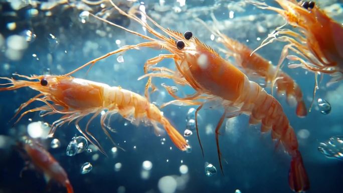 水中的虾 海鲜淡水虾 水中活虾 新鲜活虾