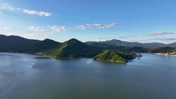 吉林市松花湖秋季自然风光山水风景航拍