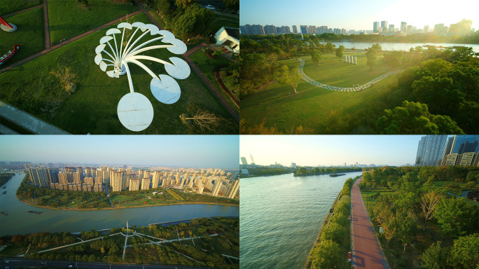 苏州吴江运河文化公园航拍