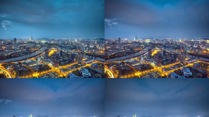 4k长沙马栏山亮灯夜景延时