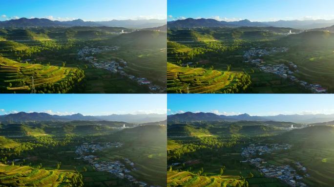 青海梯田风光西宁湟中区航拍
