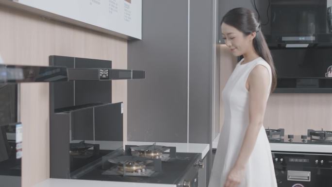 美女做饭 家居 洁净厨房 美好生活