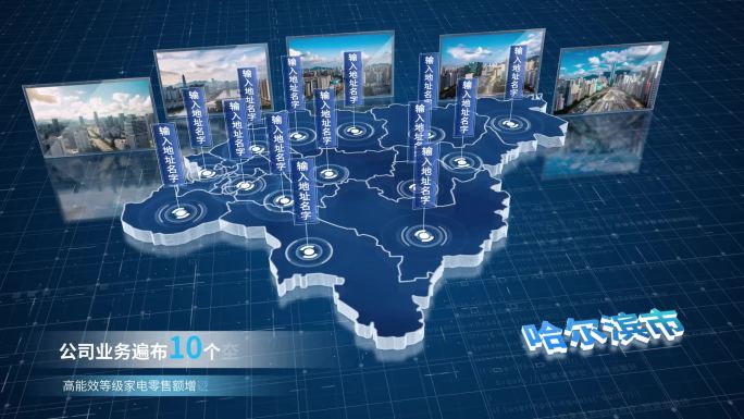 哈尔滨市三维科技地图带图片展示