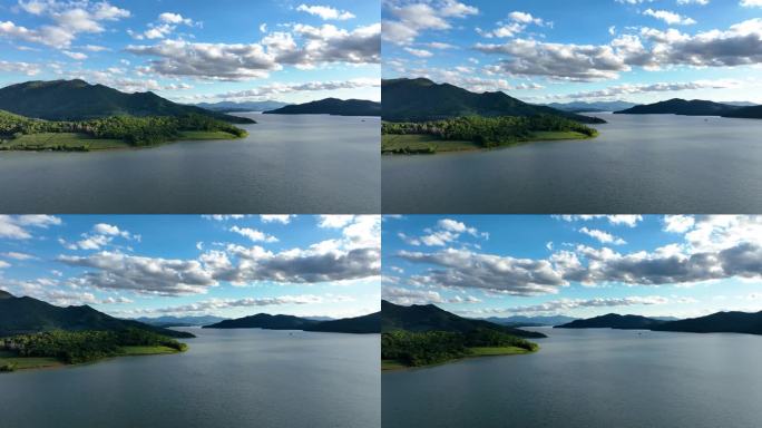 吉林市松花湖秋季自然风光山水风景航拍
