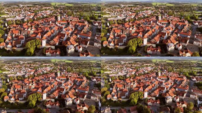 德国阿尔加乌历史悠久的旺根鸟瞰图