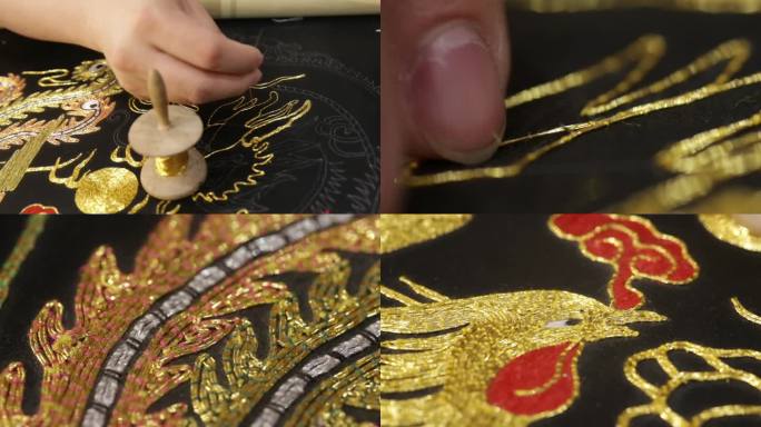 满族刺绣特写 刺绣 细节 文化 手艺
