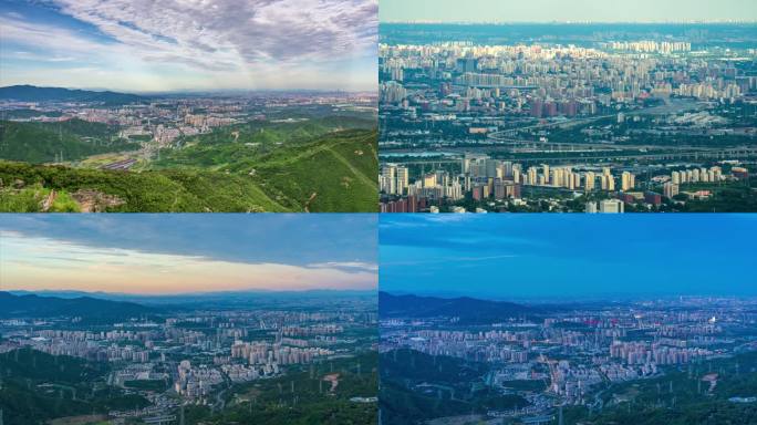 北京西山俯瞰城市门头沟石景山丰台房山延时