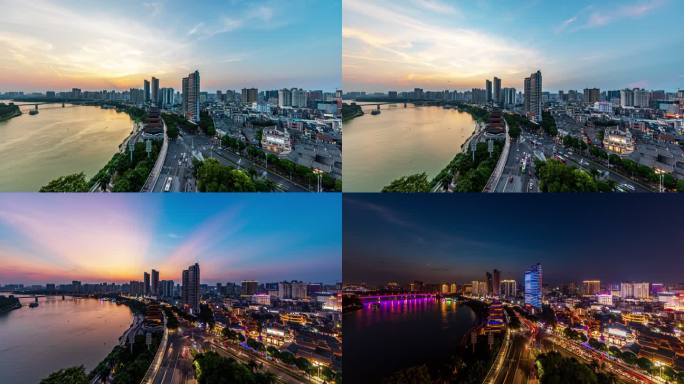 南宁朝阳商圈三街两巷日转夜延时视频