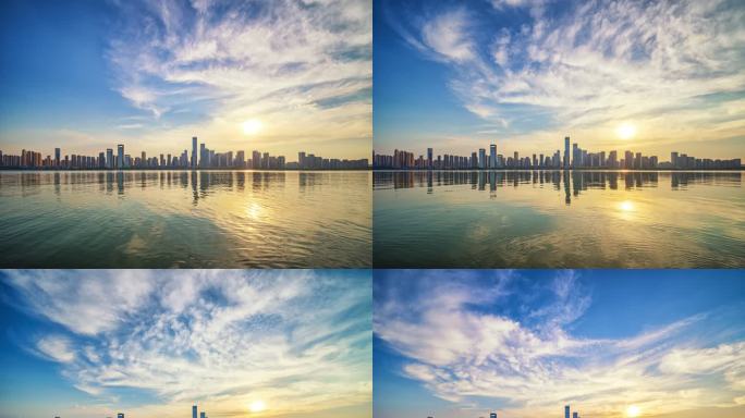 4k长沙滨江新城夜景延时