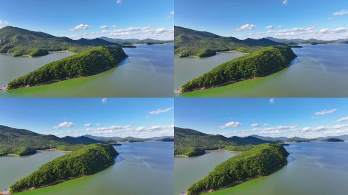 吉林市松花湖秋季自然风光山水风景航拍