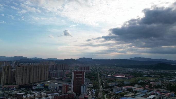 家乡城市风景延时航拍
