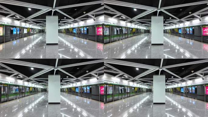 全自动无人驾驶地铁列车正在驶入地铁站