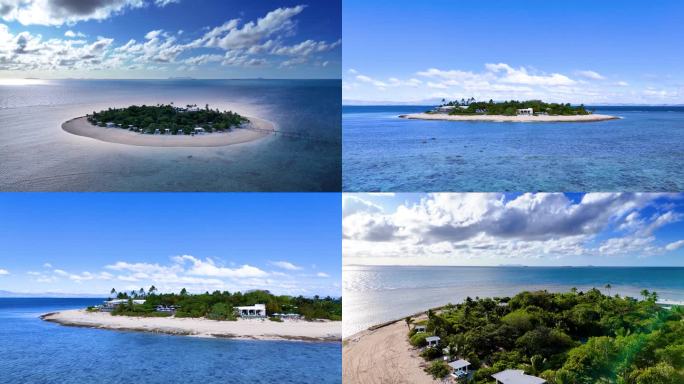 斐济太平洋海中度假小岛航拍视频