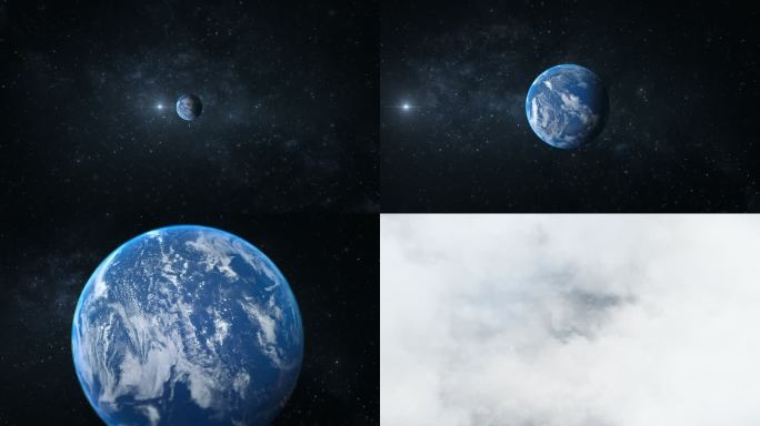 4K 俯冲地球 宇宙星空 穿梭云层 片头