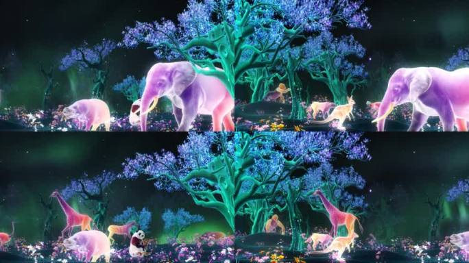 4k沉浸式森林梦幻投影纱幕视频