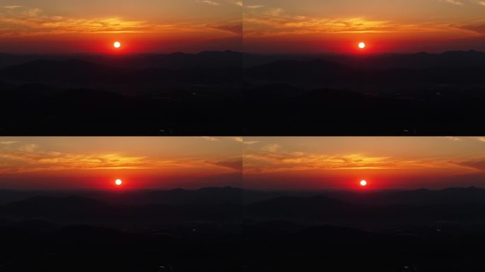 日落 航拍 摄影 橘子海  夕阳