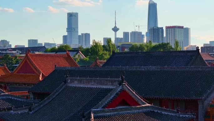 中国辽宁省沈阳市沈阳故宫航拍