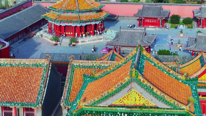 中国辽宁省沈阳市沈阳故宫航拍